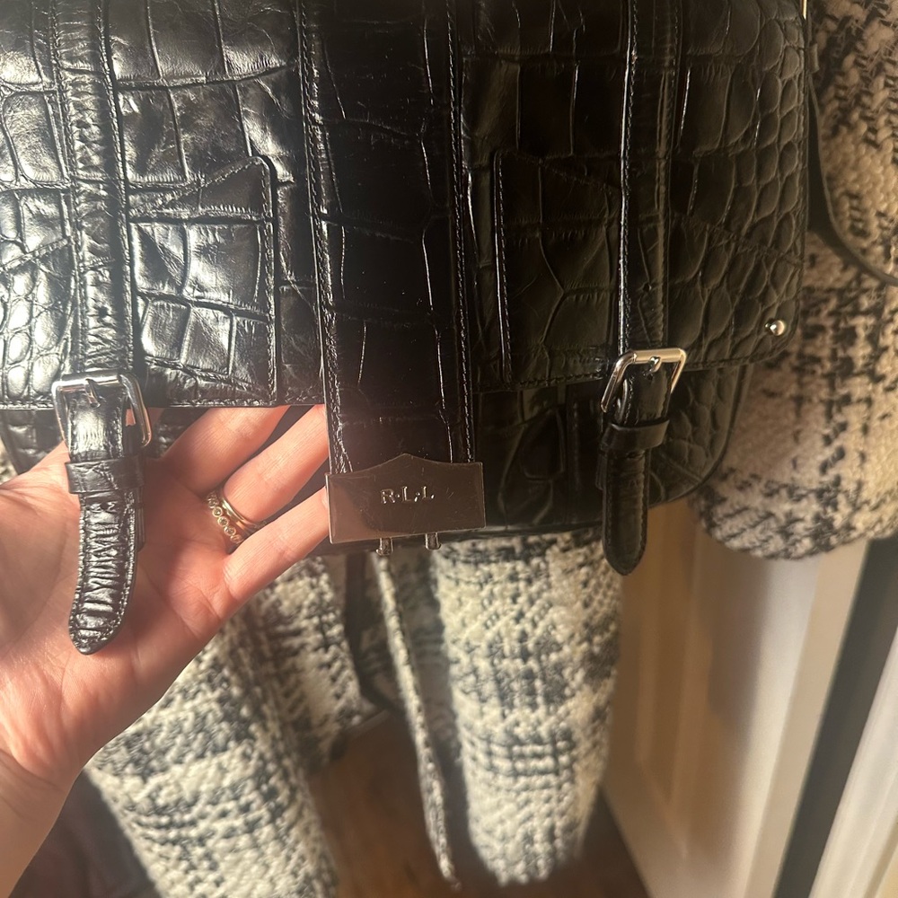 Classic Ralph Lauren crossbody leather bag w/croc-embossed detailing - Picture 5 of 13